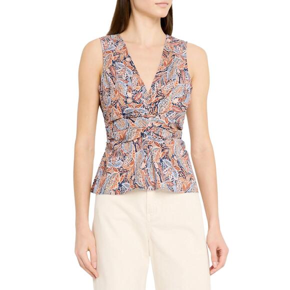 NEW VERONICA BEARD aiden top in navy multi - Picture 1 of 4